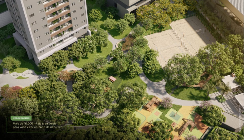 Aerial view of Parque Raízes