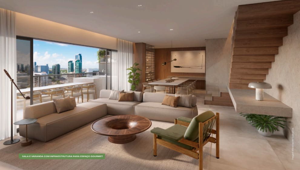 Living room floor plan of the 194m² duplex penthouse, Tower E (Phase 1)