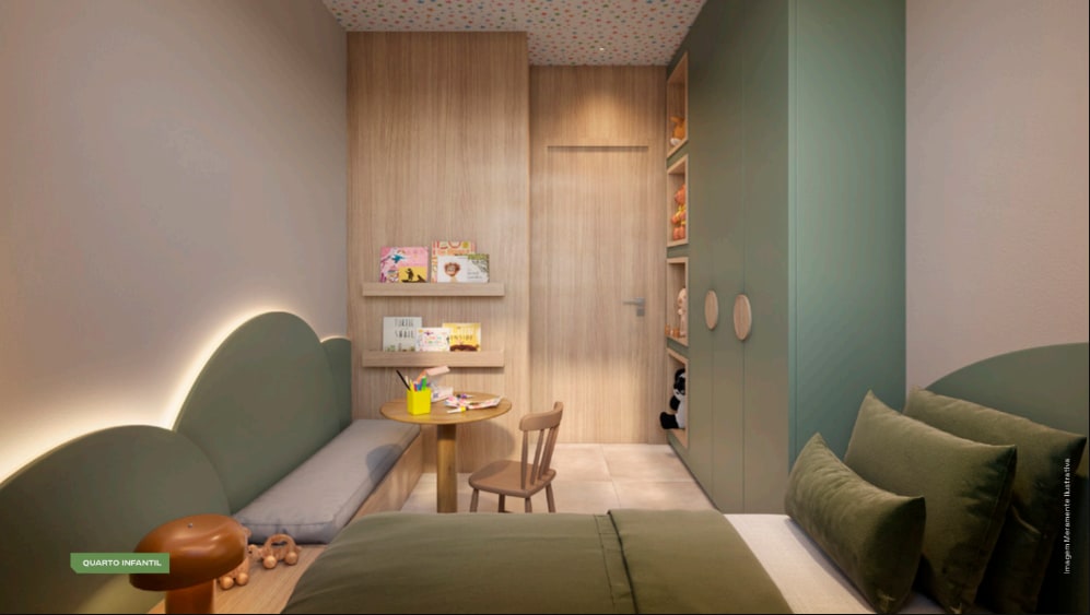 Kids' bedroom floor plan, 58m² unit, Tower F (Phase 1)