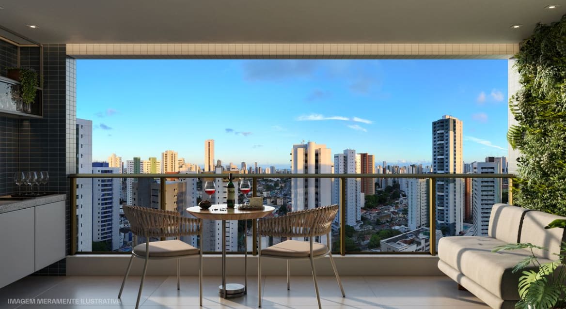 Apartment balcony with city view