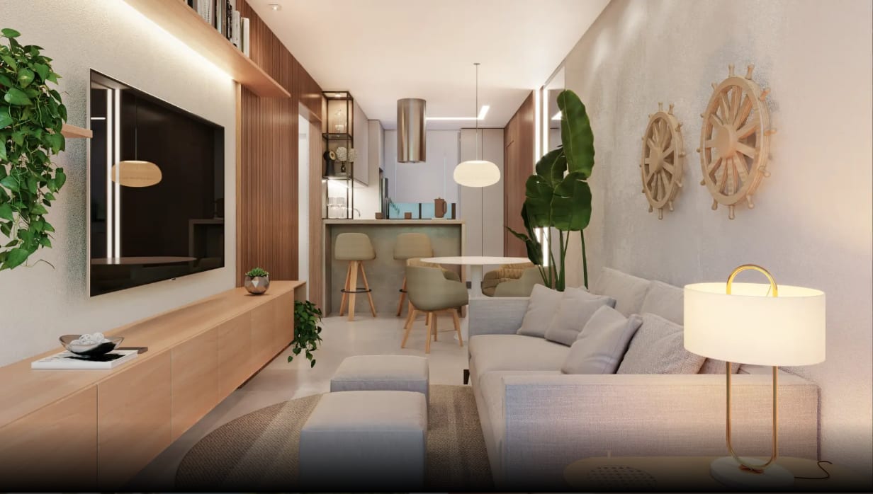 Integrated living and dining room