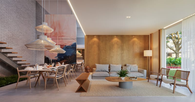 Living room of the Azure Apartments in Auguri