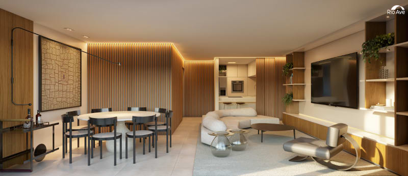 Sala do apartamento de 142m² no Jardins Ângela Vieira