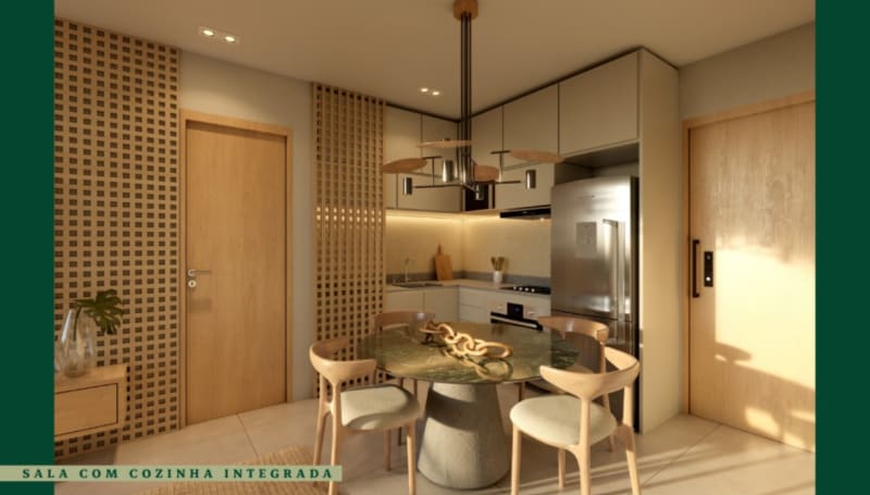 Studios com sala e cozinha integrada - Beach Class Manguinhos