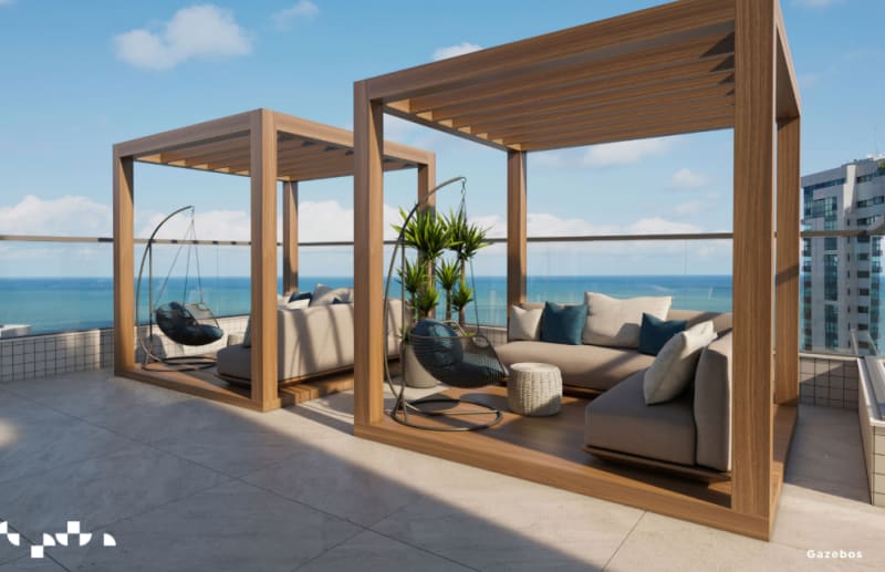 Rooftop gazebo with ocean view