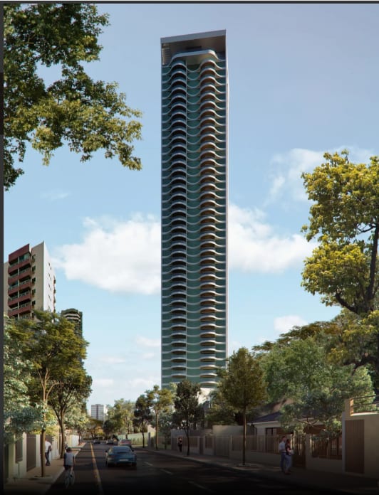 Imposing facade of Edifício Mirage — tallest tower in Recife
