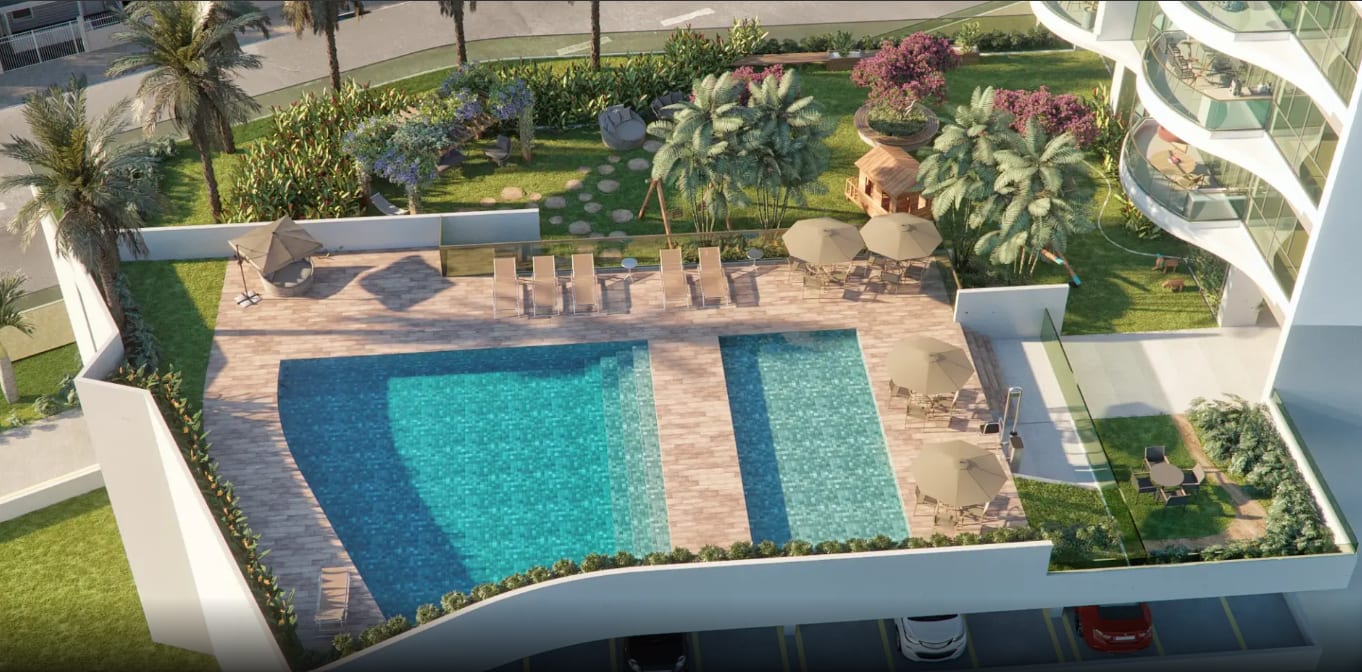 Ground floor pool with landscaping