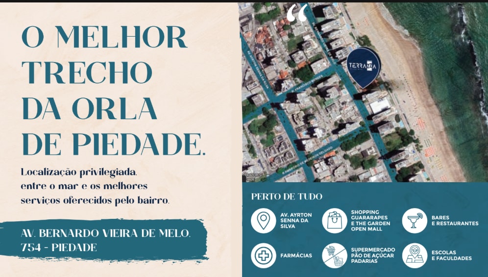 Prime location of Terrazza Beira Mar on Praia de Piedade