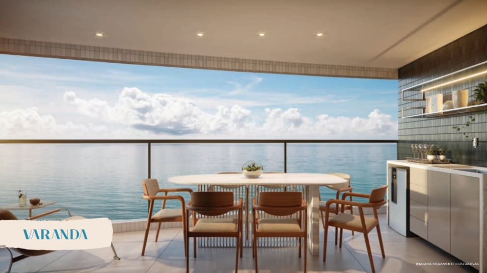 Balcony with ocean view at Terrazza Beira Mar