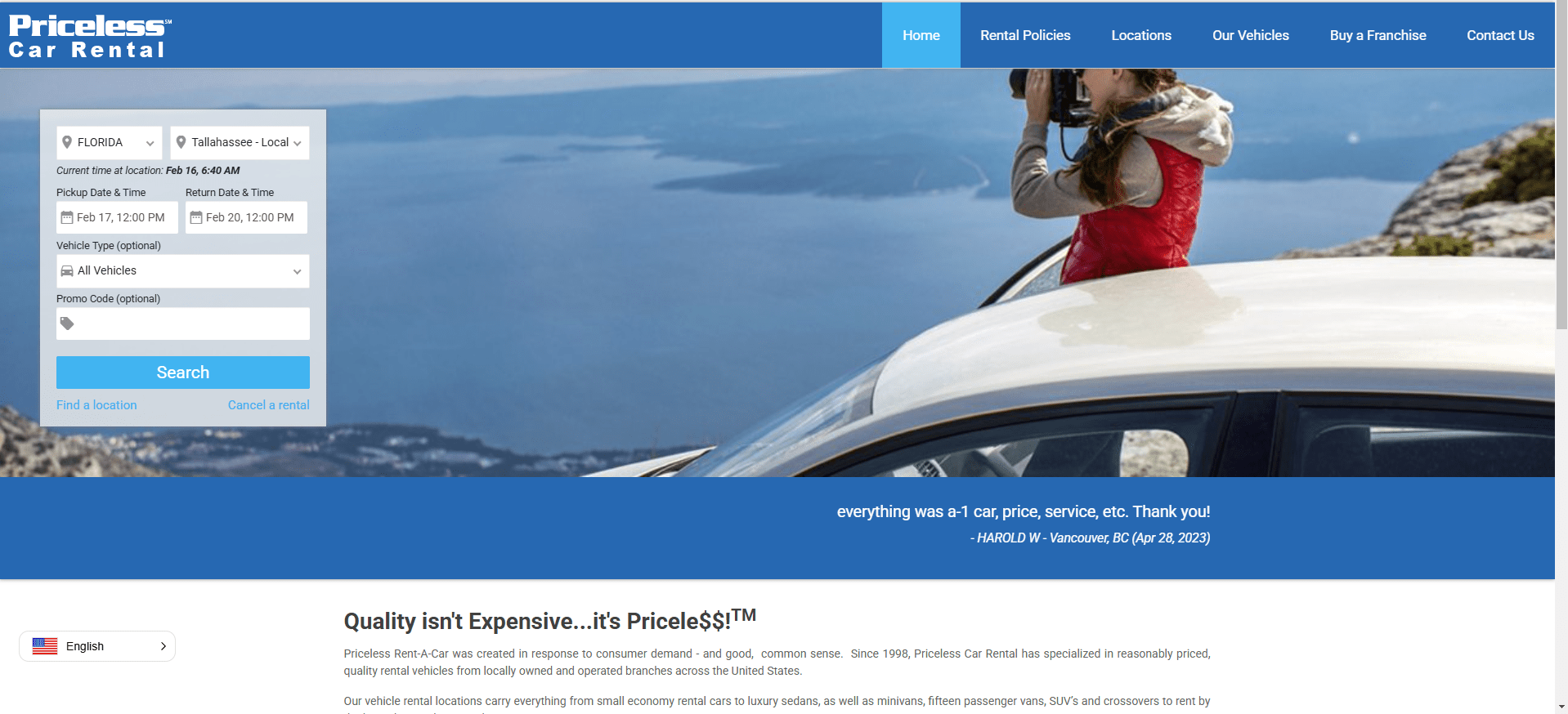 Priceless Rent a Car