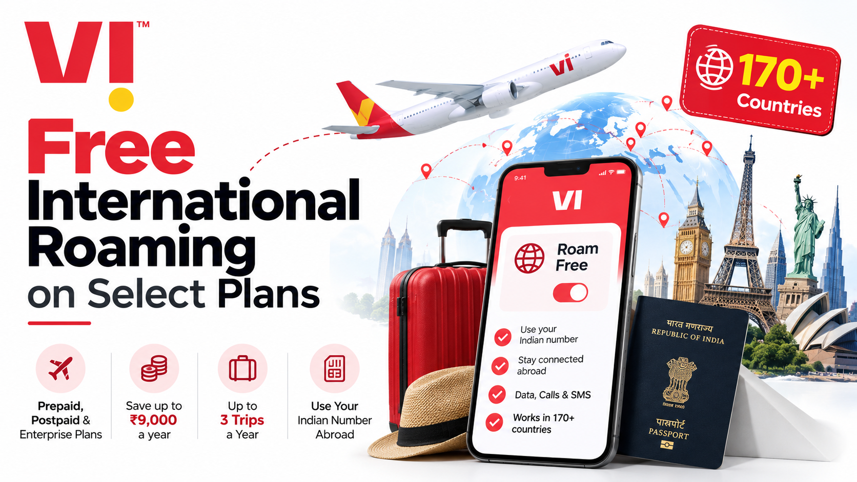 Vi Brings Free International Roaming to Select Plans Across 170+ Countries