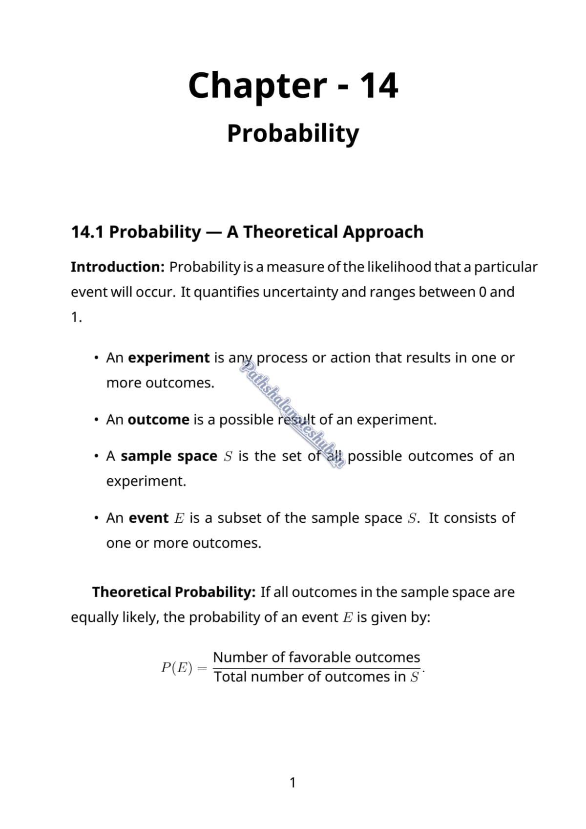 CBSE Class 10 mathematics Chapter 14 Page 1
