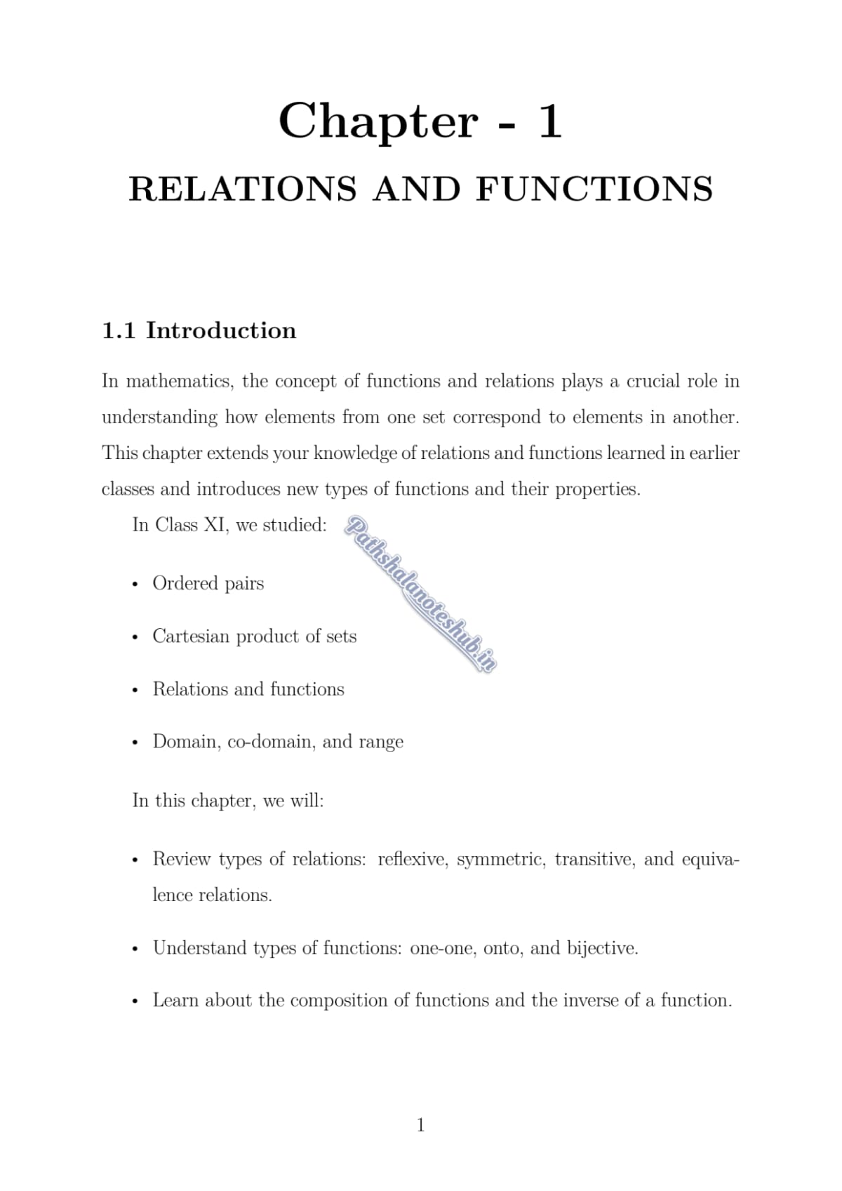 CBSE Class 12 mathematics Chapter 1 Page 1