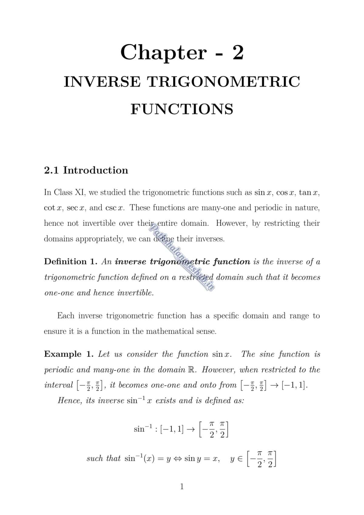 CBSE Class 12 mathematics Chapter 2 Page 1