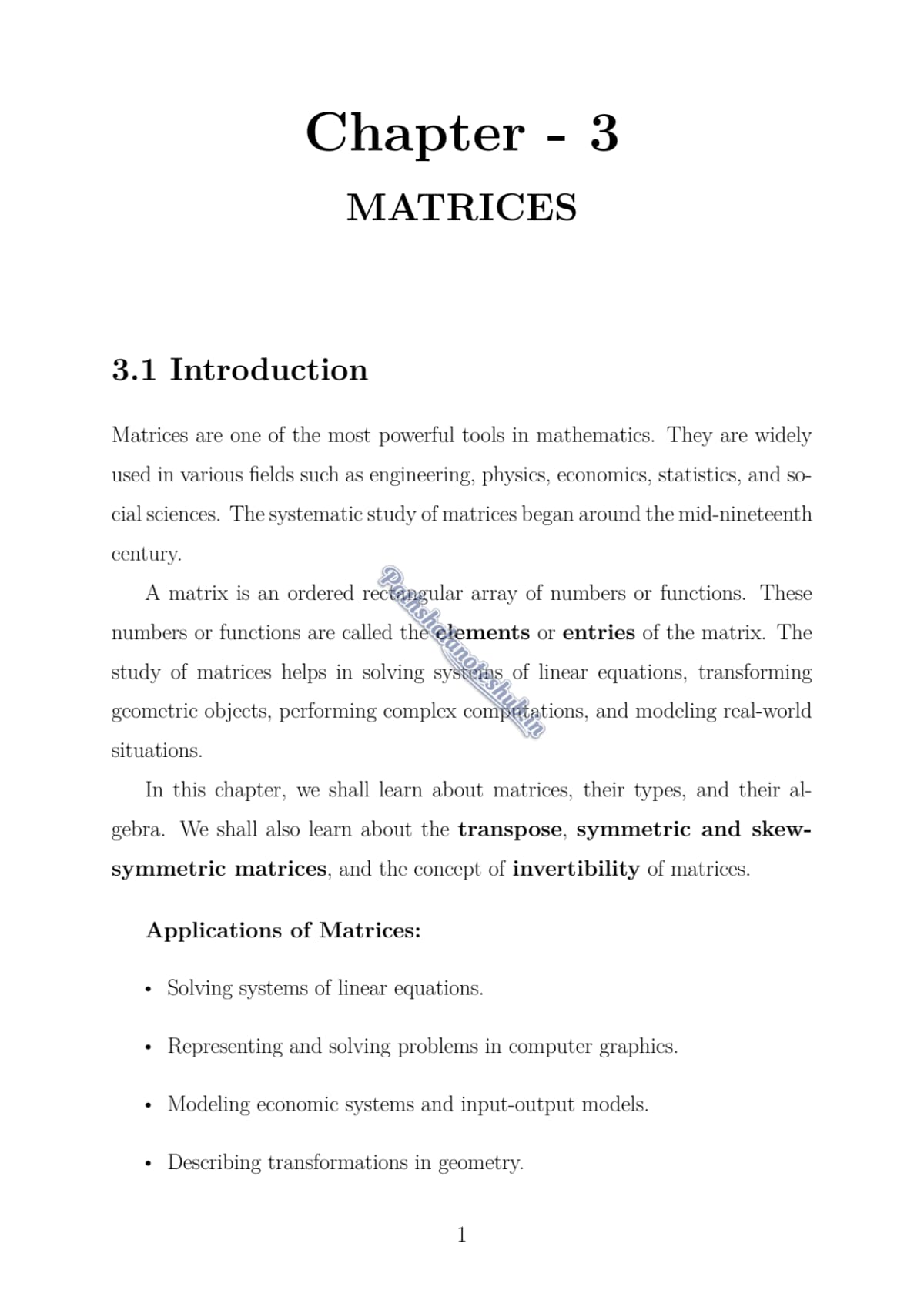 CBSE Class 12 mathematics Chapter 3 Page 1