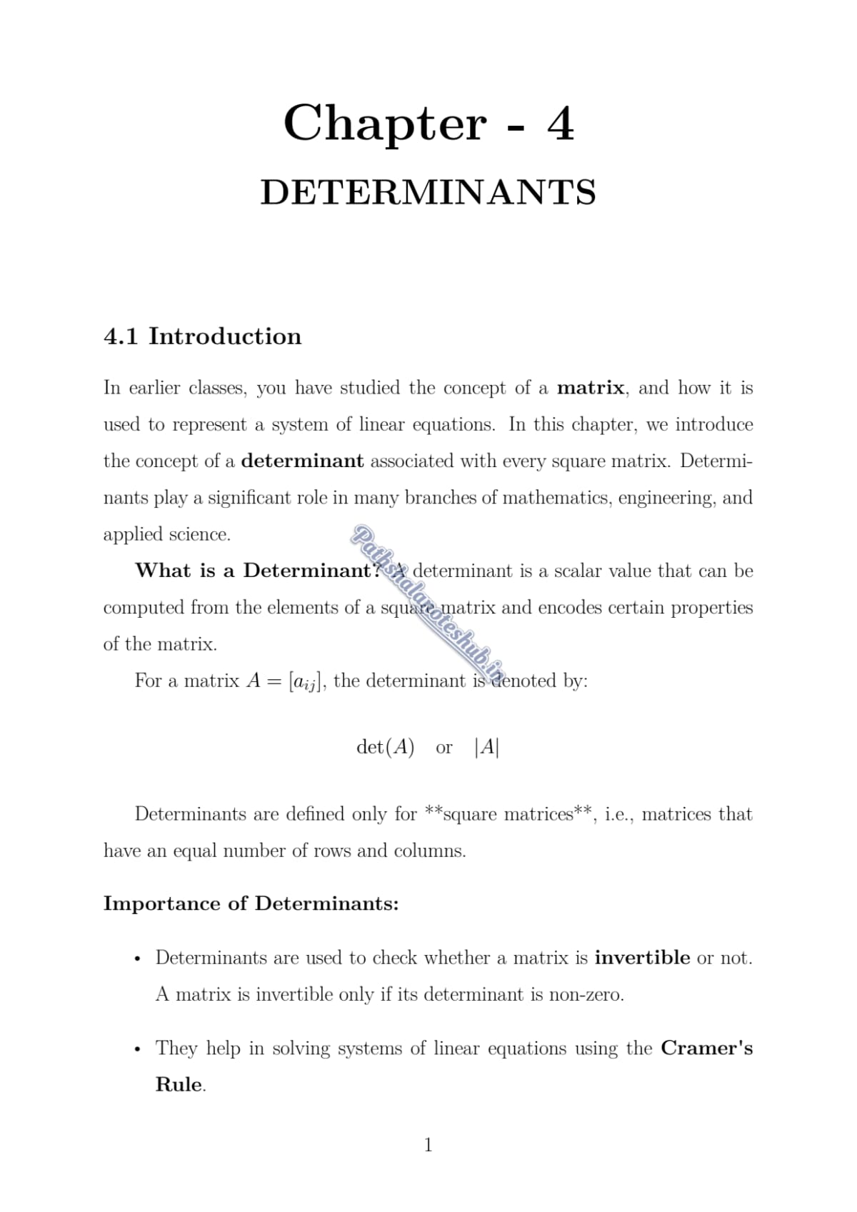 CBSE Class 12 mathematics Chapter 4 Page 1