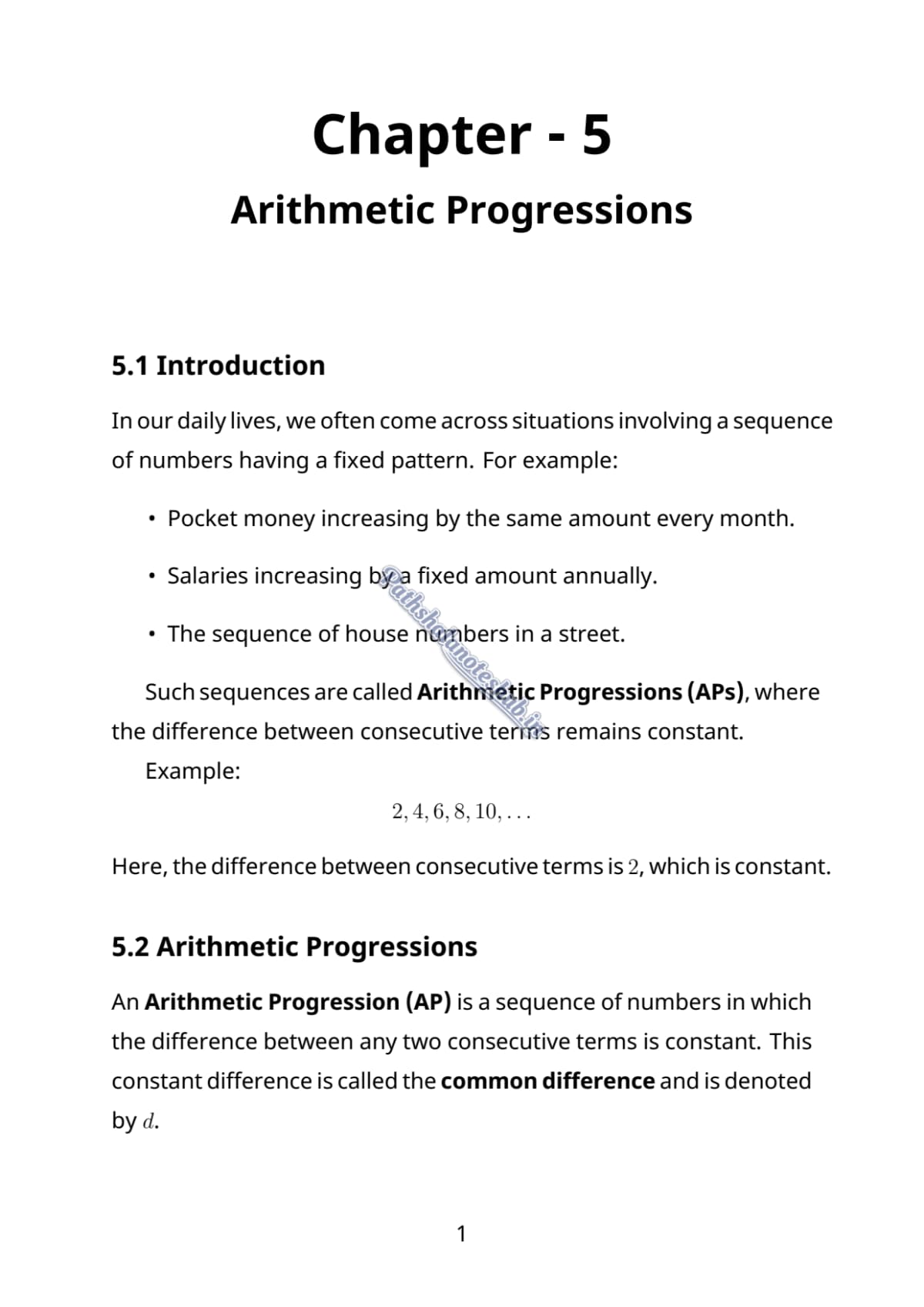 CBSE Class 10 mathematics Chapter 5 Page 1