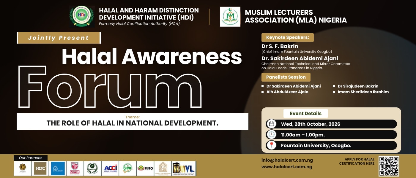 HDI and MLA Nigeria to Host Halal Awareness Forum at Fountain University, Osogbo