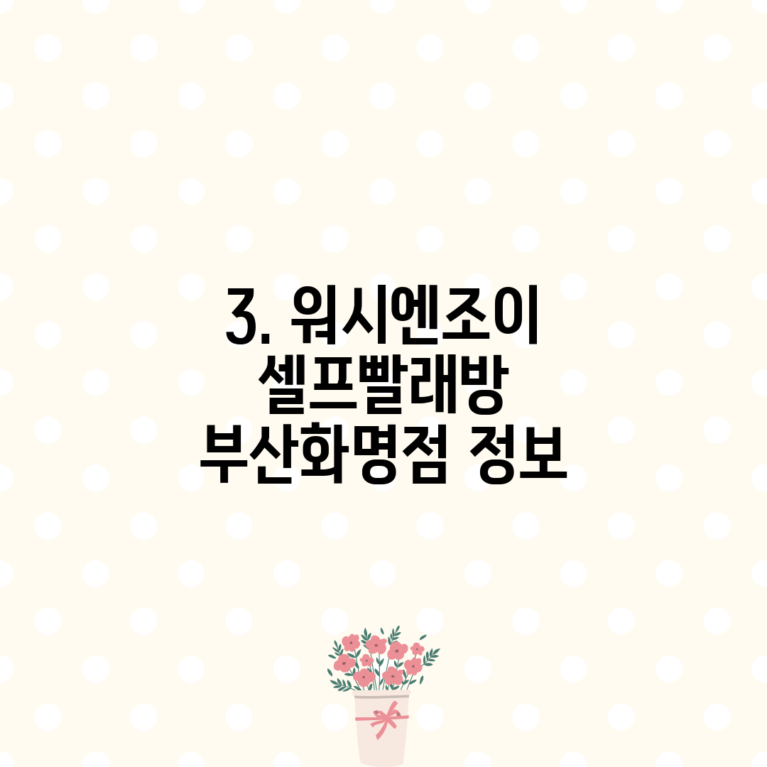 3. 워시엔조이 셀프빨래방 부산화명점 정보