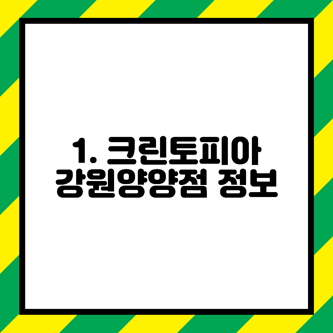 1. 크린토피아 강원양양점 정보