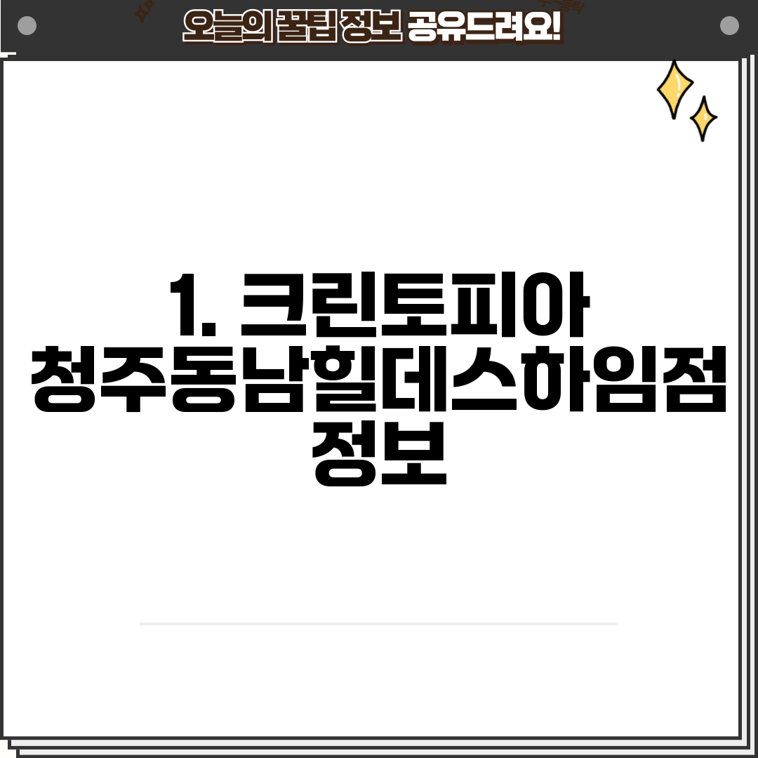1. 크린토피아 청주동남힐데스하임점 정보