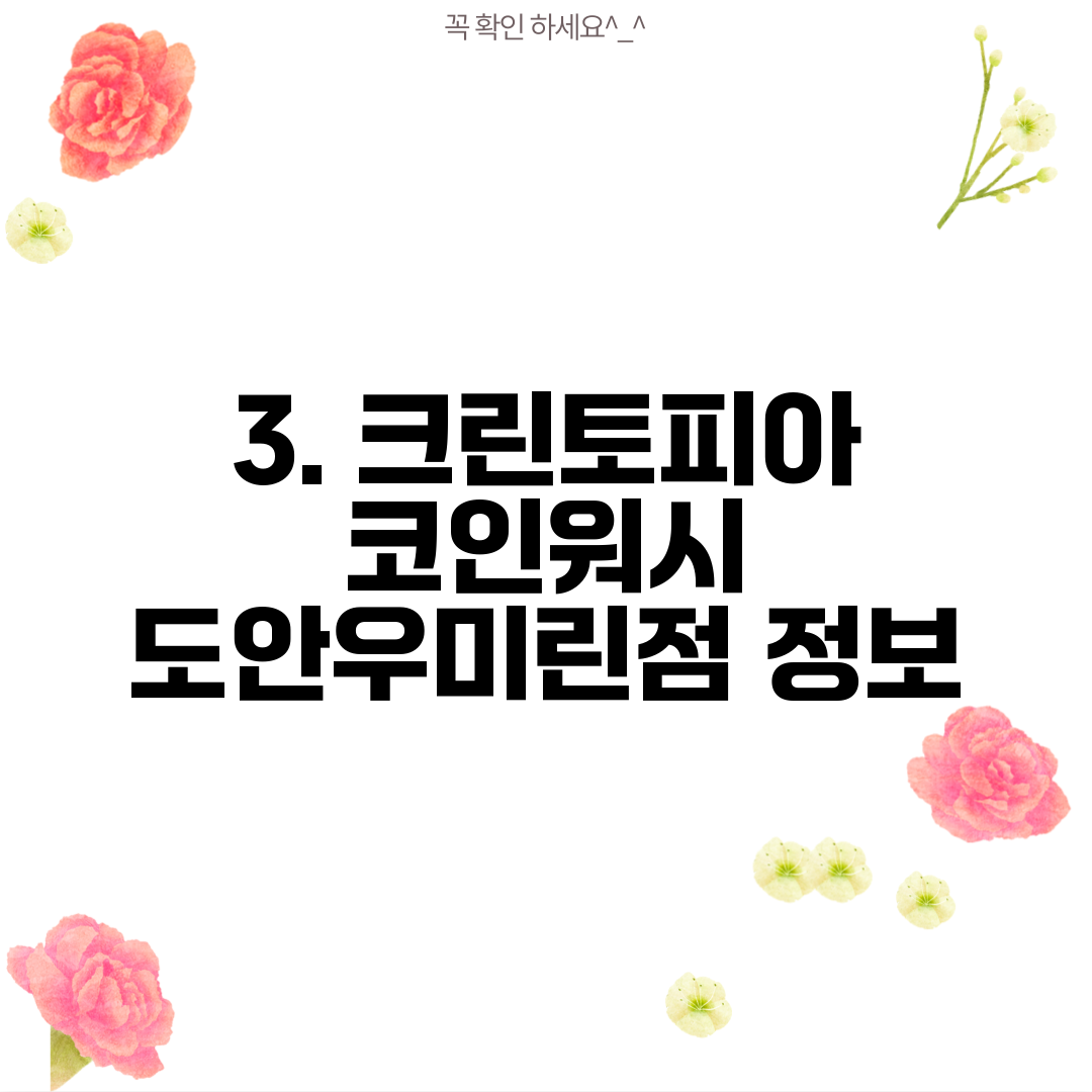 3. 크린토피아 코인워시 도안우미린점 정보