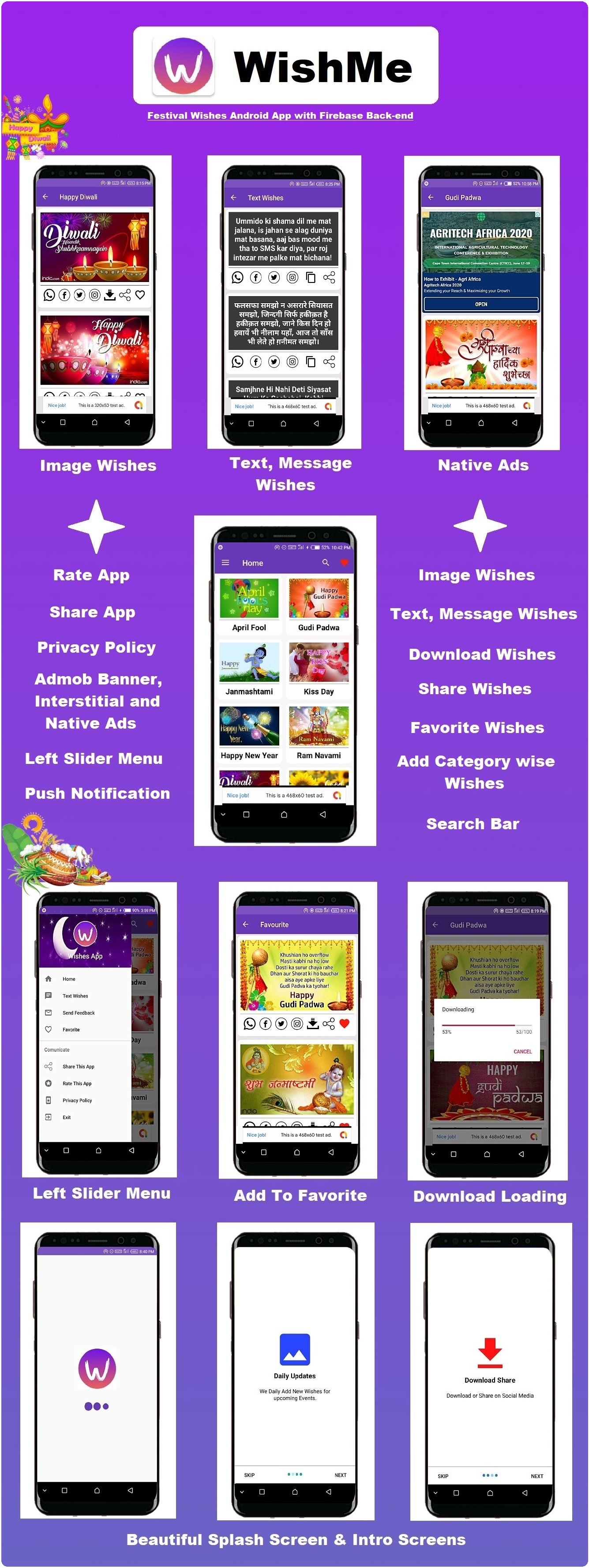 WishMe - Festival Wishes Android App With Firebase Back-end
