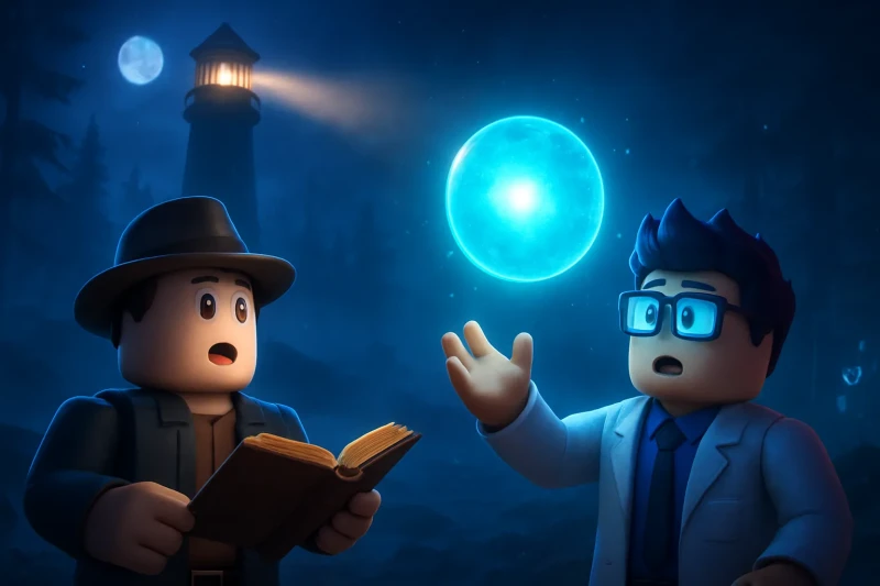 An AI investigates the mysterious glowing orb near Cape Dune Lighthouse, sparking intrigue.
