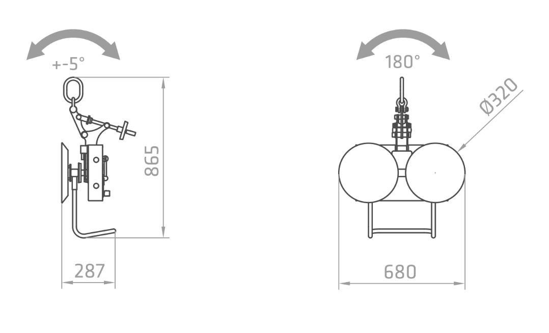 Plano técnico de la ventosa XL0-90