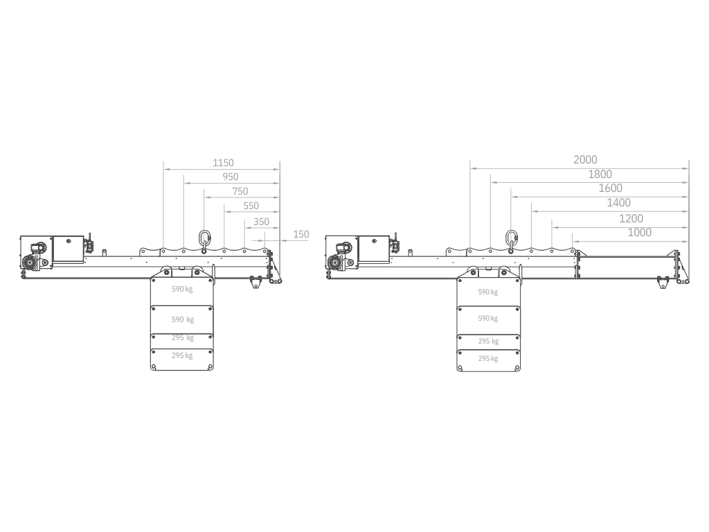 Plano técnico y dimensiones del contrapeso CW1-3400 Tecnocat