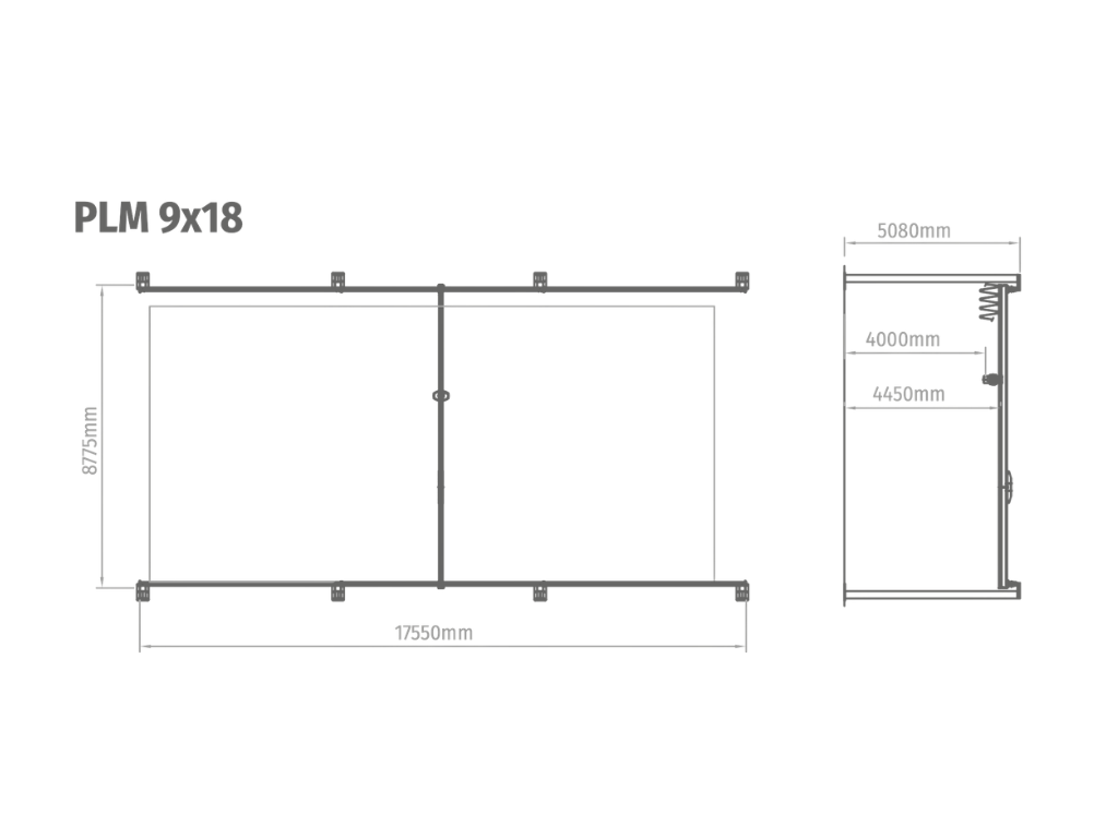 Plano técnico de configuración PLM 9 por 18 metros
