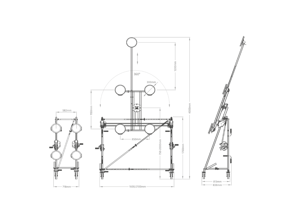 Plano técnico y dimensiones del carro NOMAD