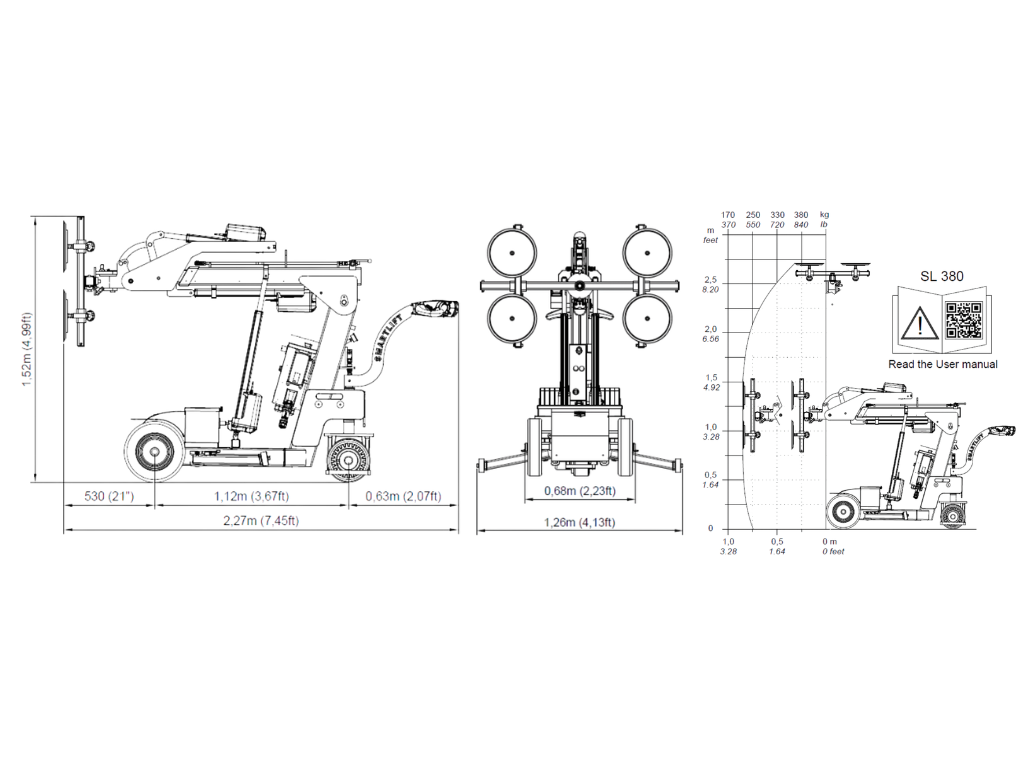 Plano técnico y dimensiones del SL 380