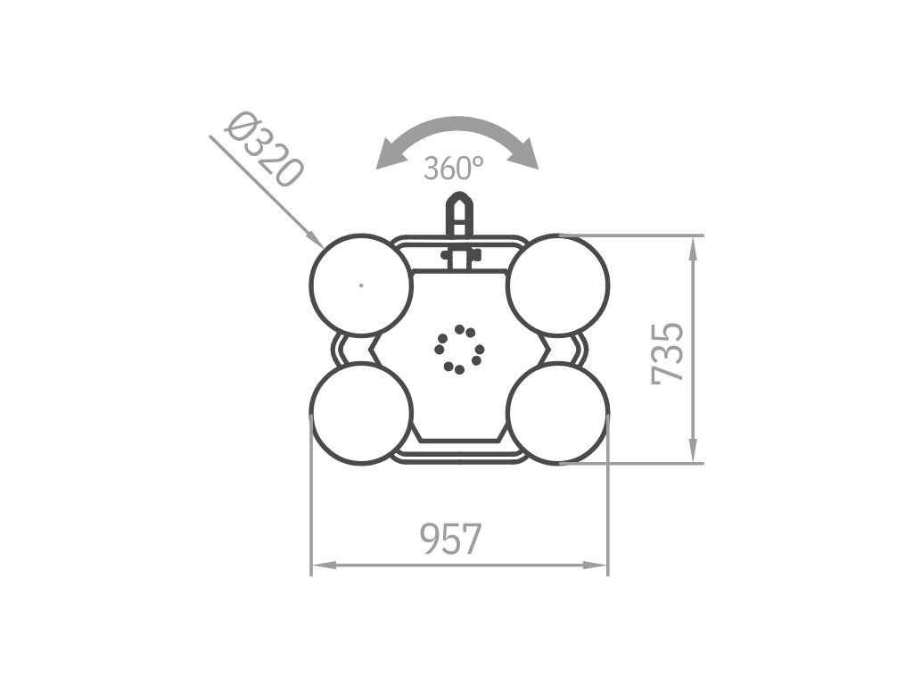 Plano técnico de la ventosa XL1-600G