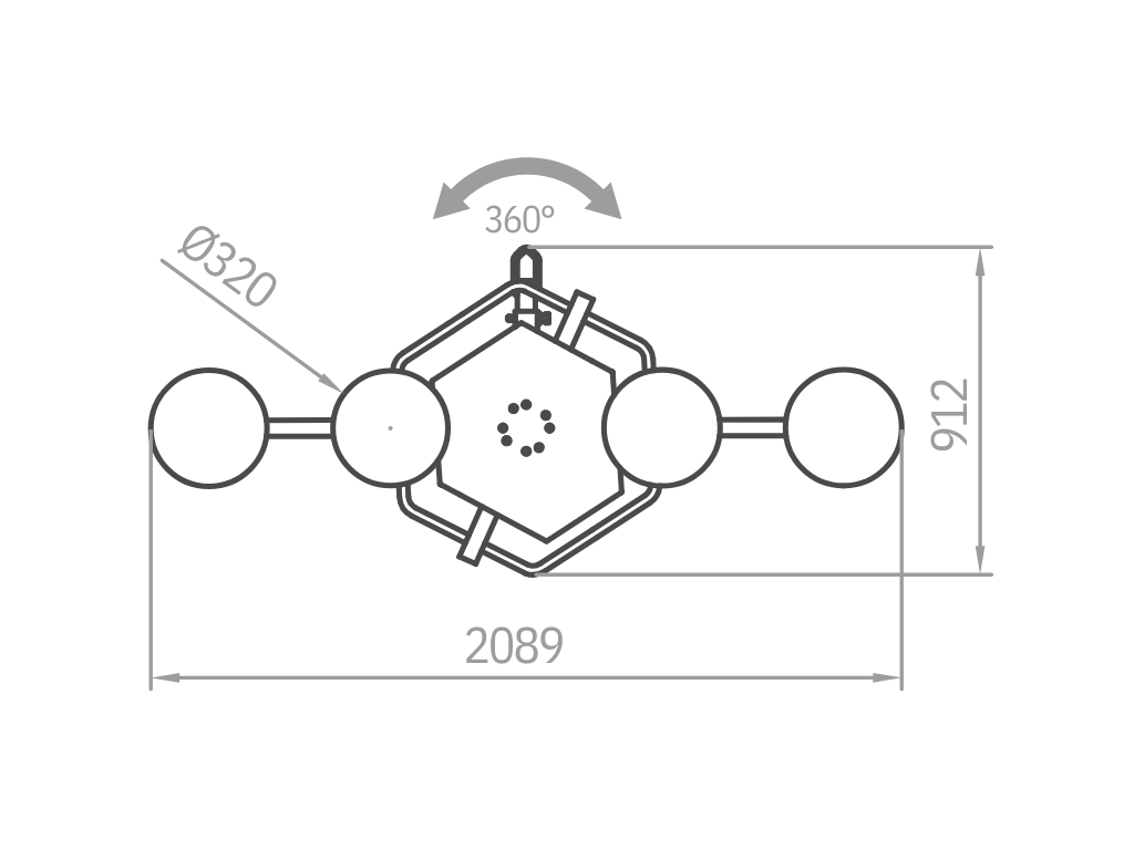 Plano técnico de la ventosa XL1-600G+2