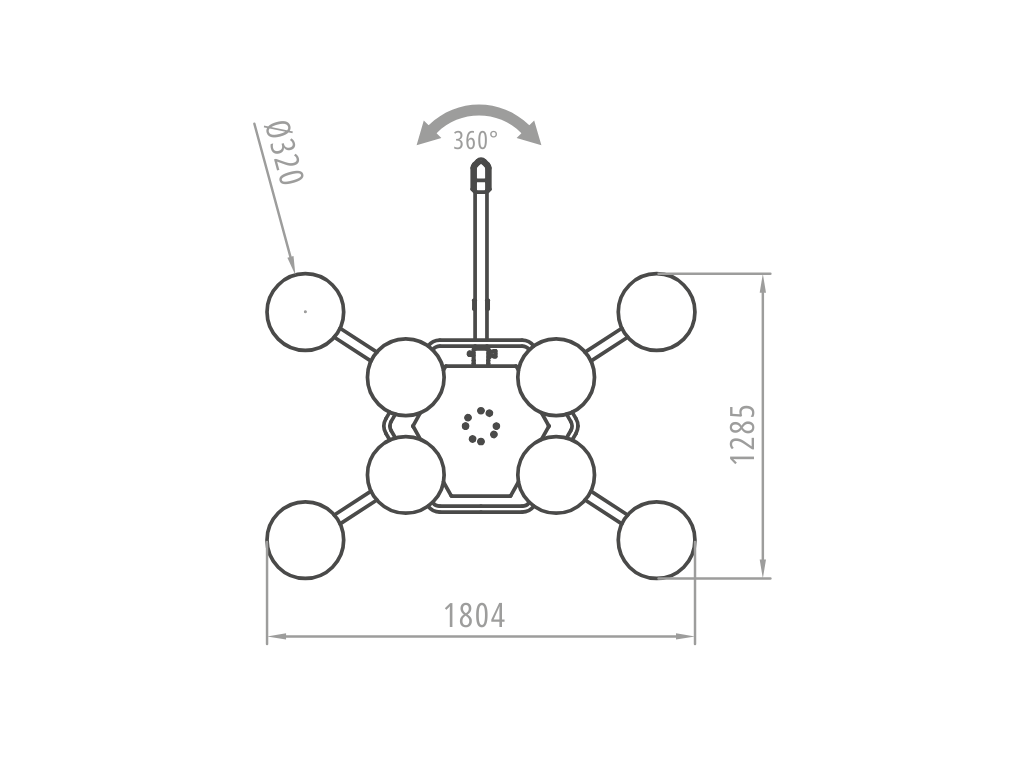Plano técnico de la ventosa XL1-600G+4