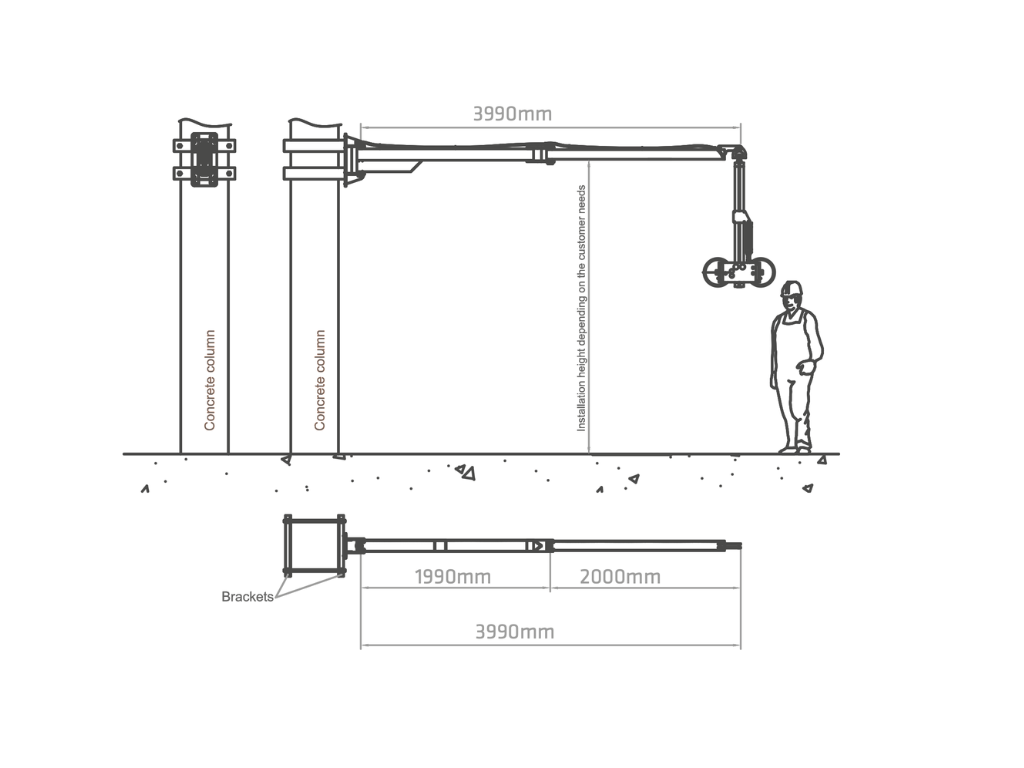 Plano técnico CML con soporte en columna