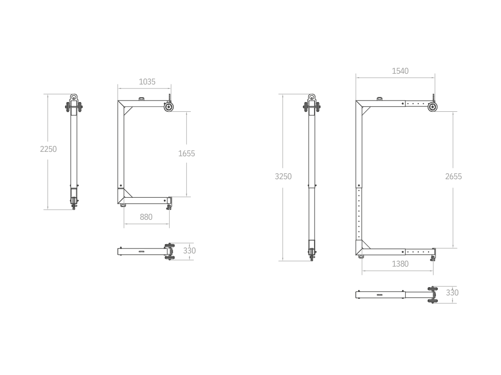 Plano técnico y dimensiones del gancho GC1 Tecnocat