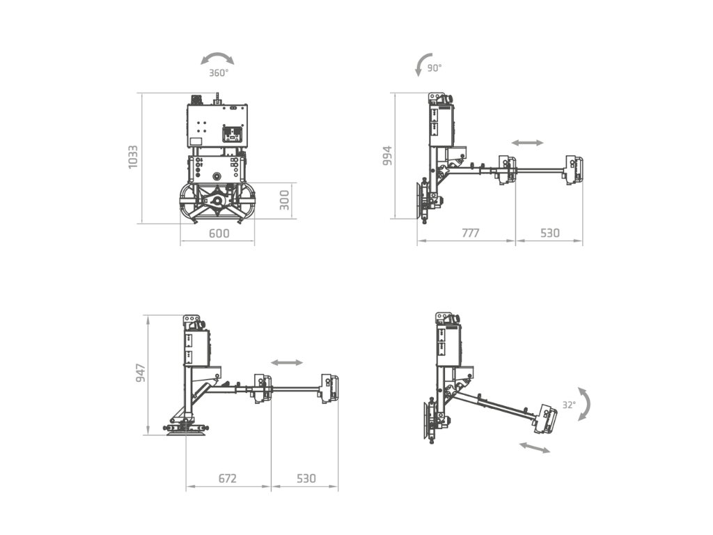 Plano técnico de la ventosa eléctrica FE2-400G