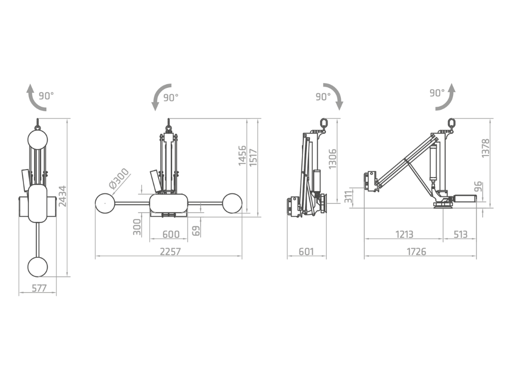 Plano técnico de la ventosa neumática FN6-400G+2