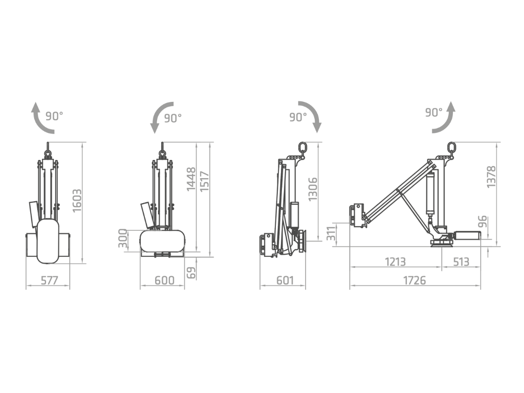 Plano técnico de la ventosa neumática FN6-400G
