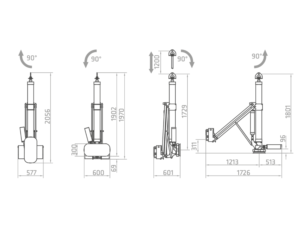 Plano técnico de la ventosa neumática FN7-400G