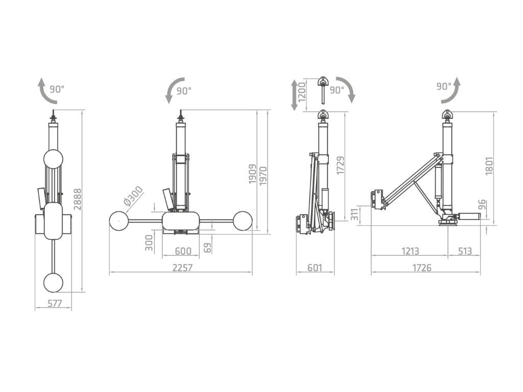 Plano técnico de la ventosa neumática FN7-400G+2
