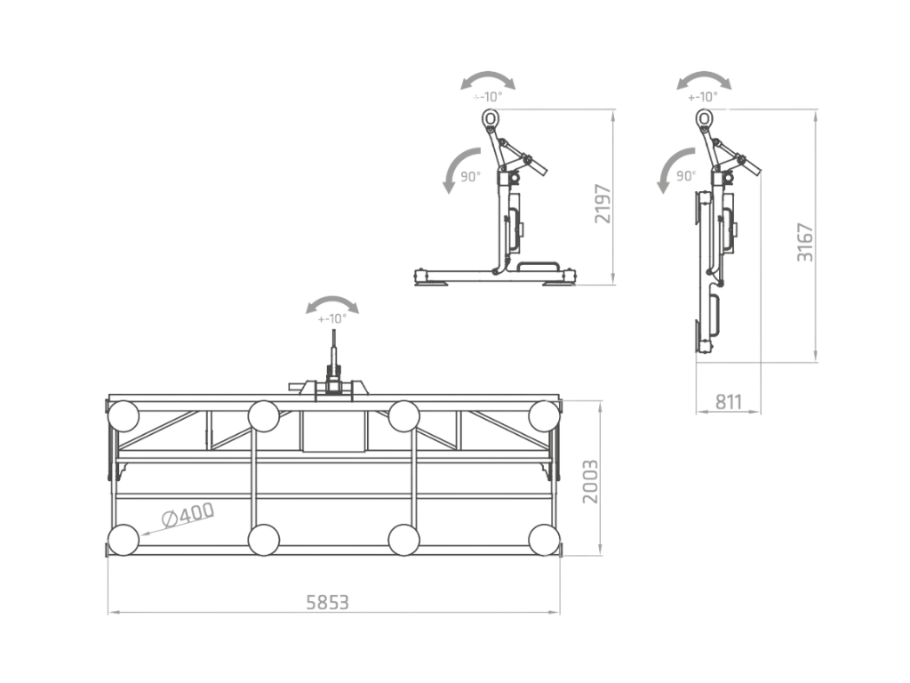 Plano técnico de la ventosa eléctrica FE20-1500
