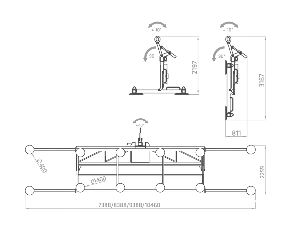 Plano técnico de la ventosa eléctrica FE20-1500+4
