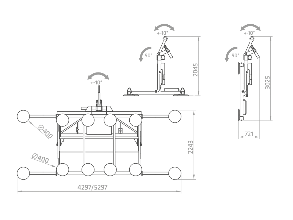 Plano técnico de la ventosa eléctrica FE23-1500+4