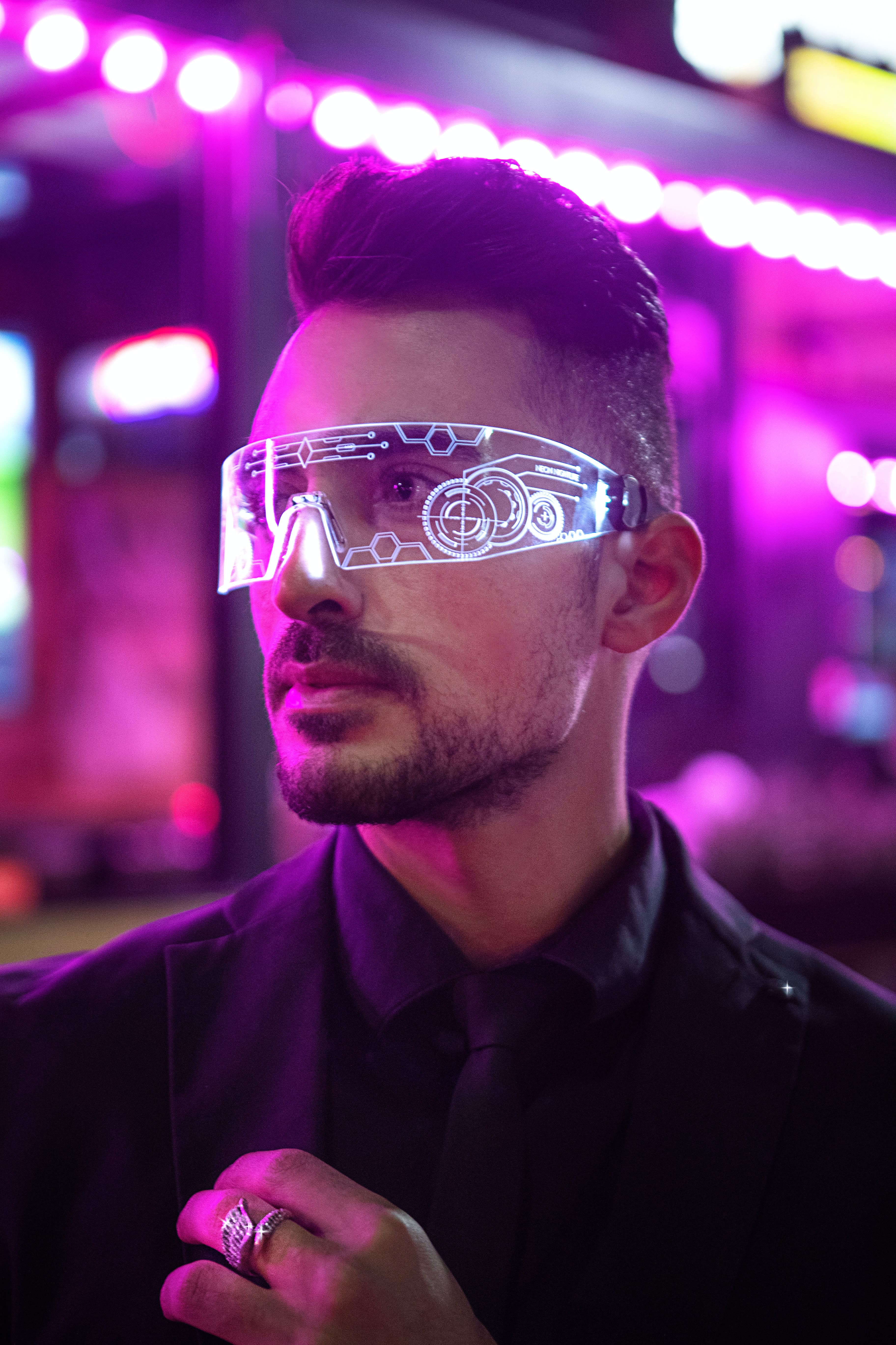 futuristic man with futuristic glasses