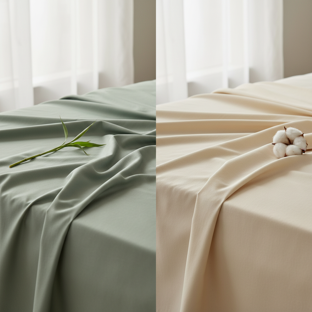 [{"question": "What is the difference between bamboo and Egyptian cotton sheets?", "answer": "Bamboo sheets are usually smooth regenerated cellulose from bamboo; Egyptian cotton is a long-staple cotton prized for quality yarns—often woven as sateen or percale."}, {"question": "Are bamboo sheets better than Egyptian cotton?", "answer": "Depends on priorities: bamboo often feels silkier and cooler than cotton sateen; high-quality Egyptian cotton percale can be ideal for crisp cotton lovers."}, {"question": "Is Egyptian cotton always high quality?", "answer": "Not automatically—verify labeling, fiber content, weave, and brand reputation."}, {"question": "Do bamboo sheets sleep cooler than Egyptian cotton sateen?", "answer": "Many warm sleepers say yes; Egyptian cotton percale may be closer in breathability."}, {"question": "What thread count should I buy for bamboo or Egyptian cotton?", "answer": "Prioritize fiber quality and honest construction over chasing extreme thread counts."}]