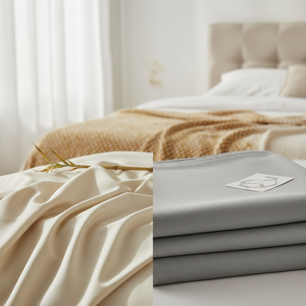 [{"question": "Are bamboo sheets cooler than microfiber?", "answer": "Many people find bamboo cooler-feeling and less clingy than brushed microfiber polyester."}, {"question": "Is microfiber bad?", "answer": "Not inherently—it is often practical for tight budgets and durable utility use."}, {"question": "What is bamboo fabric?", "answer": "Typically regenerated cellulose fibers made from bamboo pulp, often labeled viscose or rayon from bamboo."}, {"question": "Does microfiber cause static?", "answer": "It can in dry air; humidity and natural-fiber layers help."}, {"question": "How should I wash bamboo sheets?", "answer": "Usually cold water, gentle detergent, low heat, and no fabric softener."}]