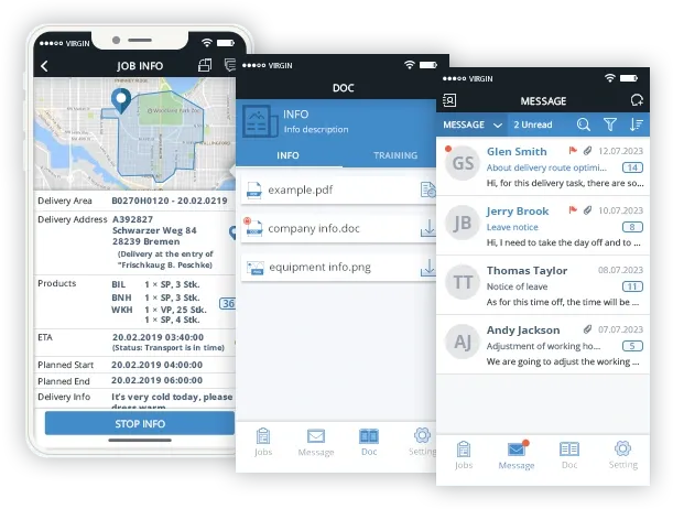 Three product interface diagrams show the jobmonitor